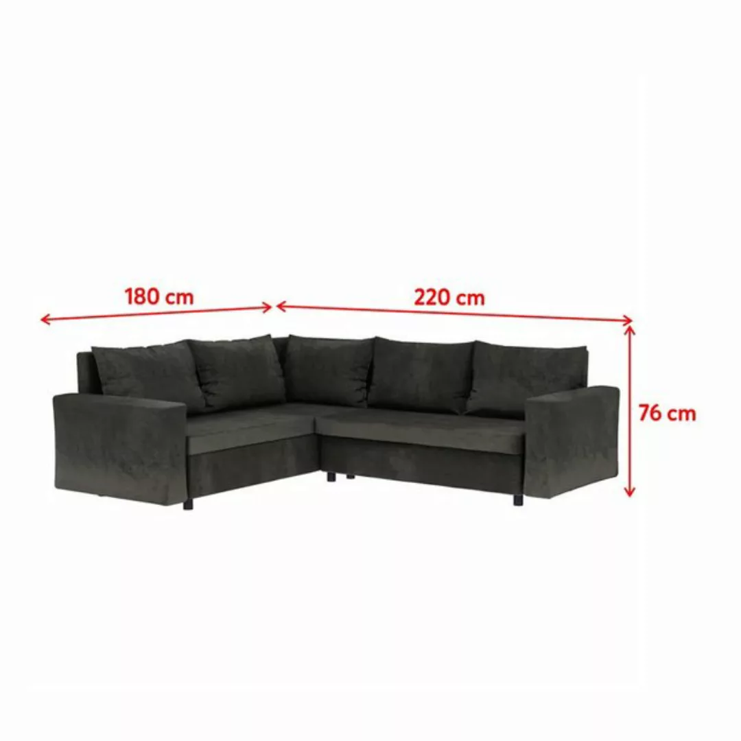 DB-Möbel Ecksofa "VALENTINO" Schlafcouch in L-Form, Stoffbezug wasserbestän günstig online kaufen