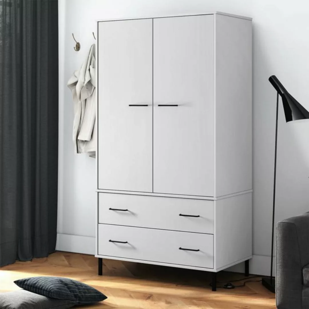 vidaXL Kleiderschrank Kleiderschrank OSLO Metallbeine Weiß 90x55x172,5 cm M günstig online kaufen