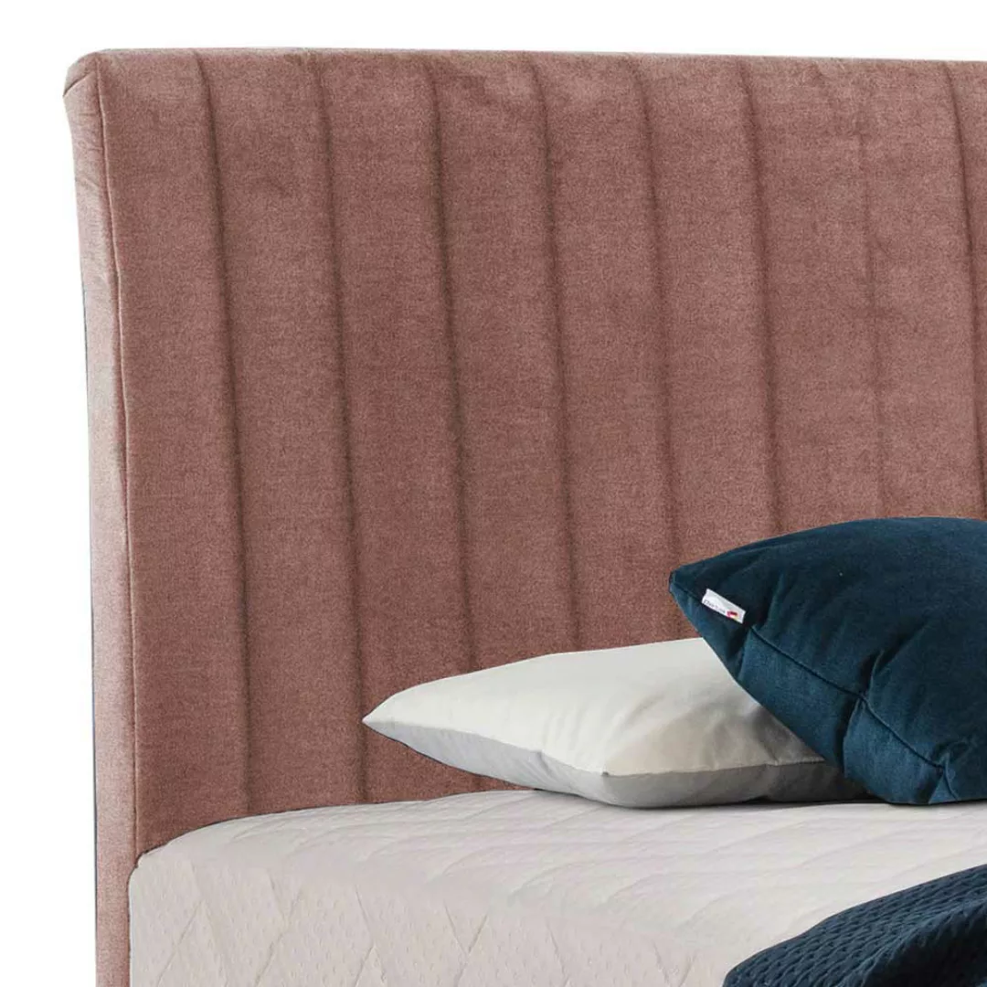 Boxspring Bett Polsterbett in Rosenholz aus Velours günstig online kaufen