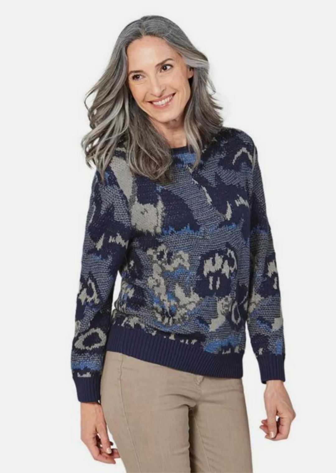 GOLDNER Druckbluse Strickpullover mit ausgefallenem Muster günstig online kaufen