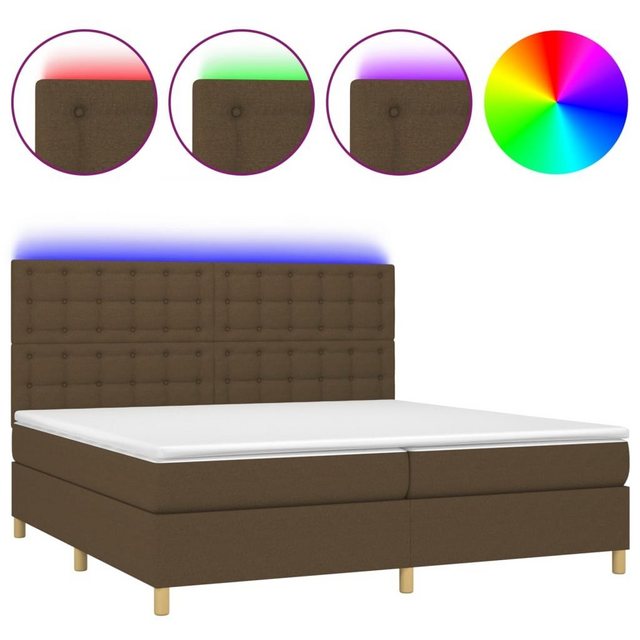 vidaXL Boxspringbett Boxspringbett mit Matratze LED Dunkelbraun 200x200 cm günstig online kaufen