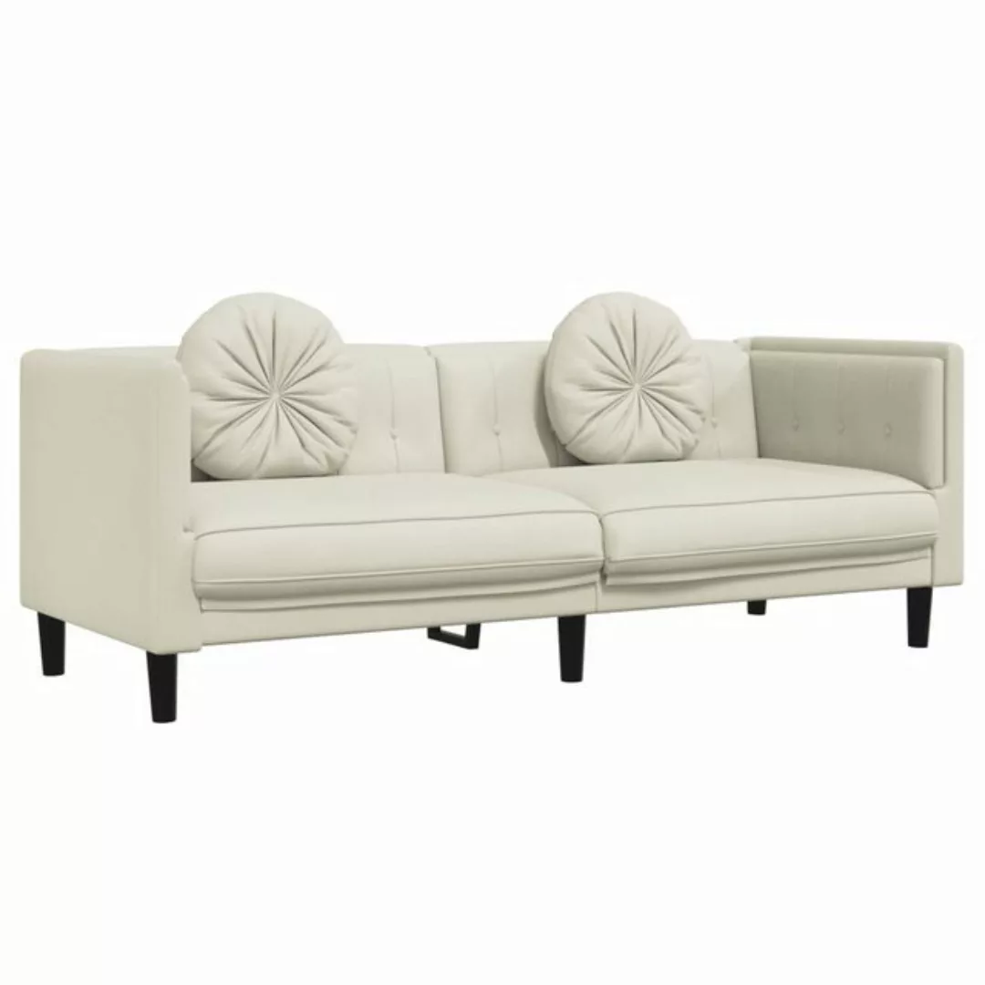 vidaXL Sofa Sofa mit Kissen 3-Sitzer Creme Samt günstig online kaufen