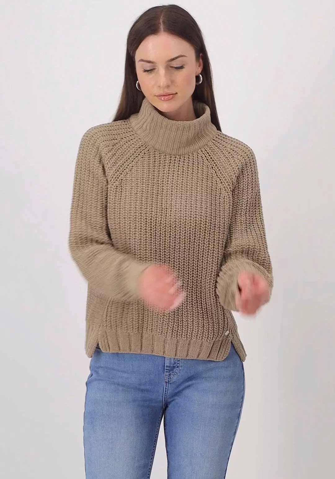 Monari Stehkragenpullover aus Chenille-Garn günstig online kaufen