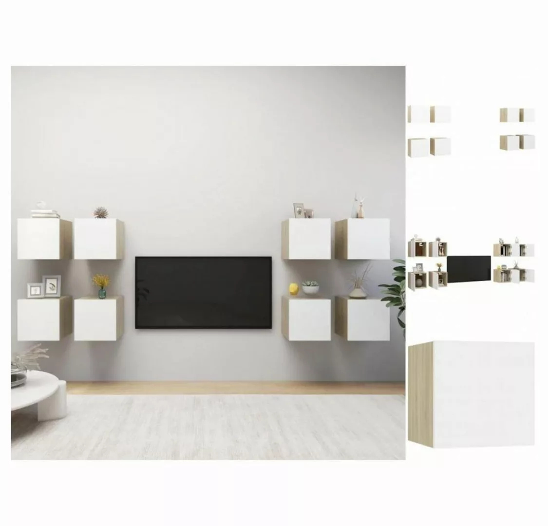 vidaXL TV-Schrank TV-Wandschränke 8 Stk Weiß Sonoma-Eiche 30,5x30x30 cm günstig online kaufen
