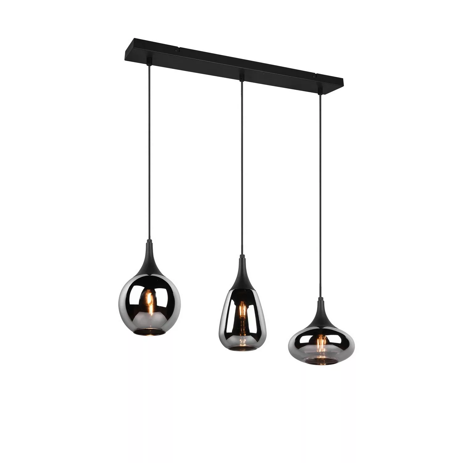 Trio Pendelleuchte Lumina 3-flammig Schwarz Matt 68,8 cm x 19,5 cm günstig online kaufen