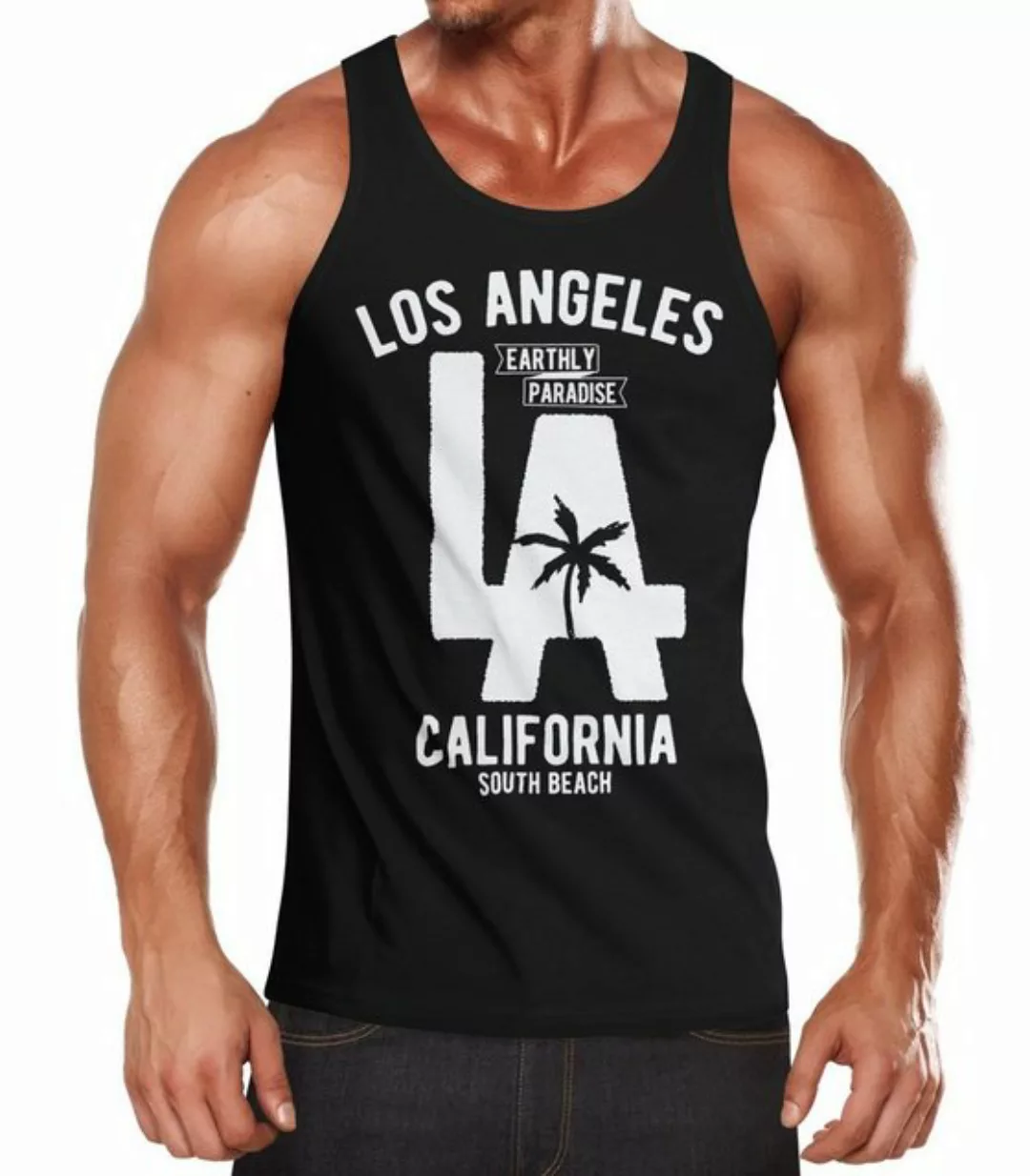 Neverless Tanktop Herren Tank Top Los Angeles California LA Palme mit Print günstig online kaufen