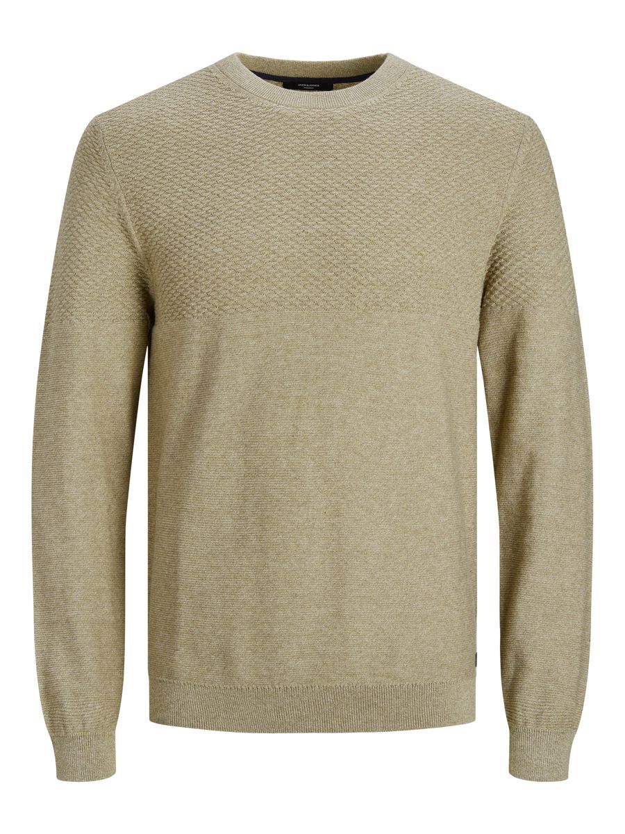 Jack & Jones Premium – Strukturierter Pullover in Beige mit Einsatz-Neutral günstig online kaufen