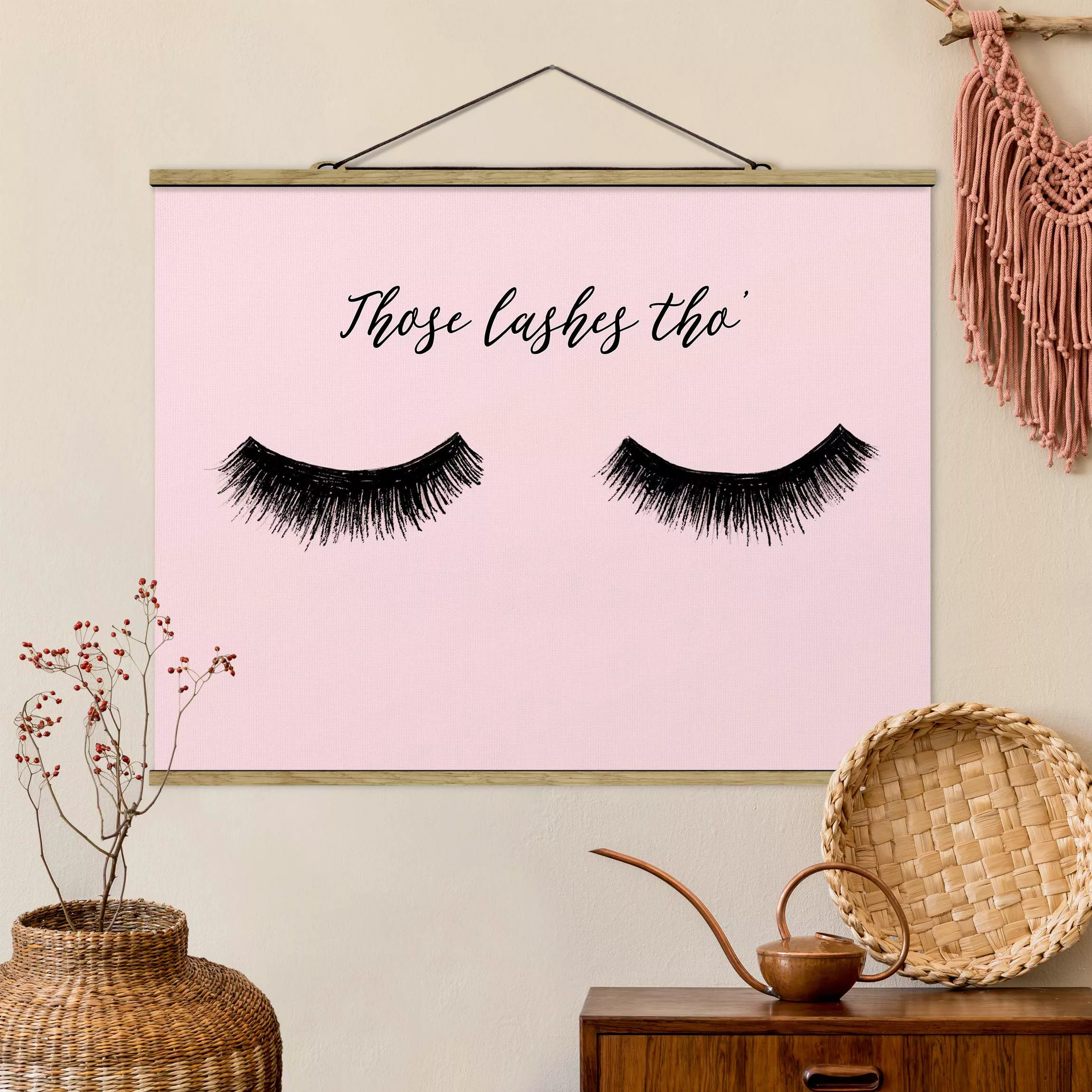 Stoffbild Kinderzimmer mit Posterleisten - Querformat Wimpern Chat - Lashes günstig online kaufen