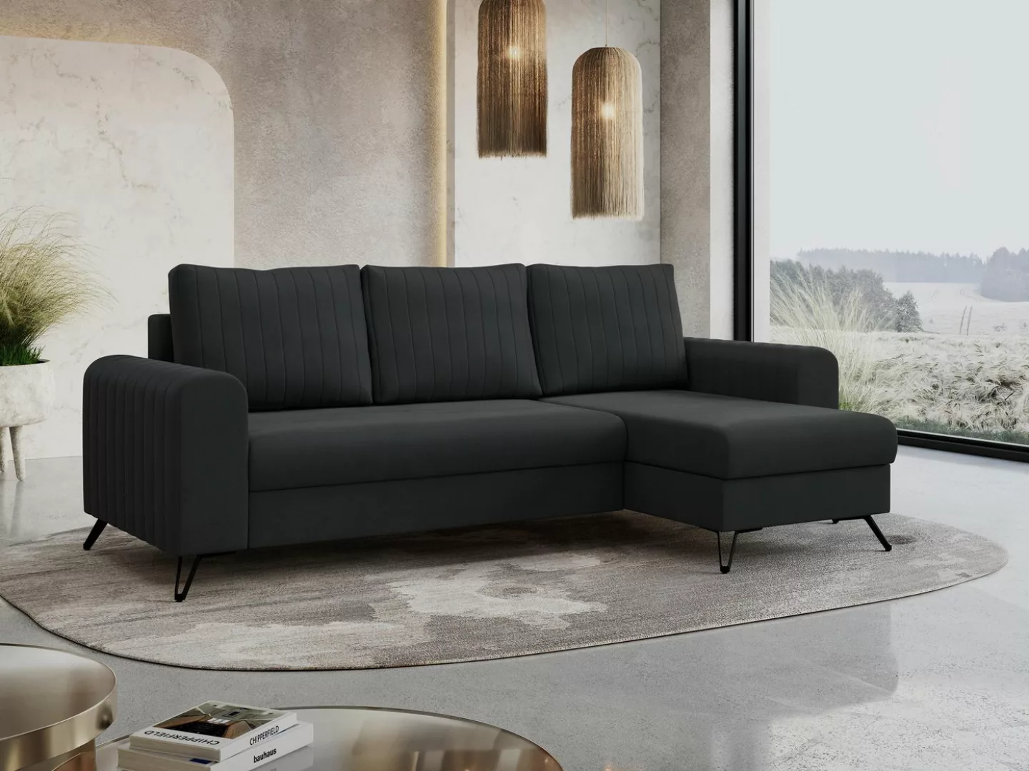 MKS MÖBEL Ecksofa AXEL, Set, Bonellfedern, T30-Schaum, Schwarze Metallbeine günstig online kaufen