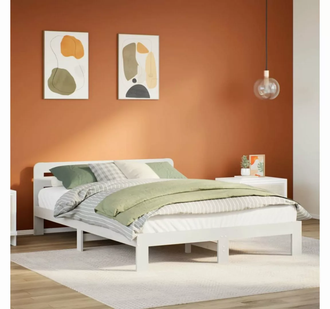 vidaXL Bett, Massivholzbett ohne Matratze Wachsbraun 160x200 Kiefernholz günstig online kaufen