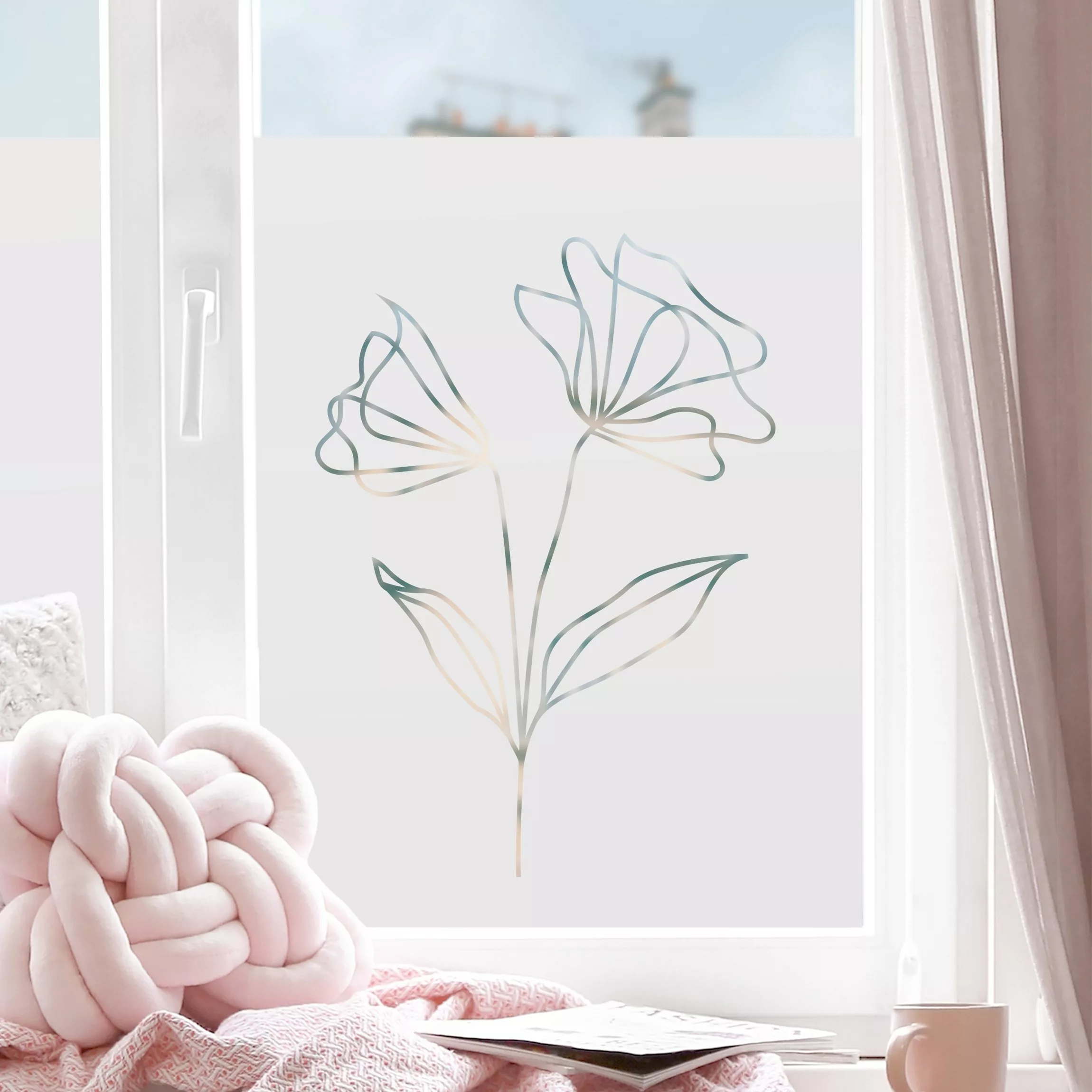 Fensterfolie Line Art Blüten II günstig online kaufen