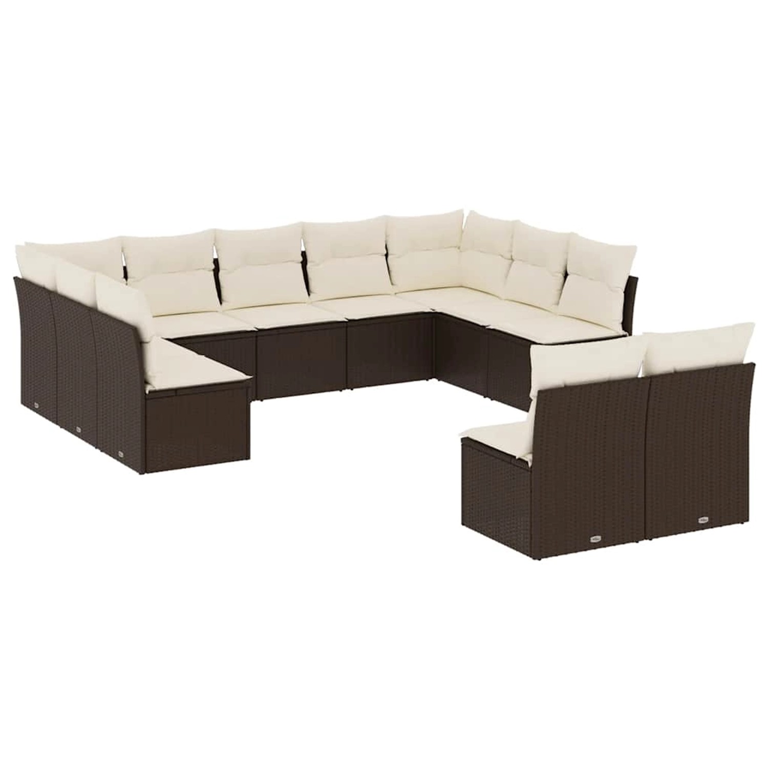vidaXL 11-Tlg Garten-Sofagarnitur mit Kissen Braun Poly Rattan 3250192 günstig online kaufen