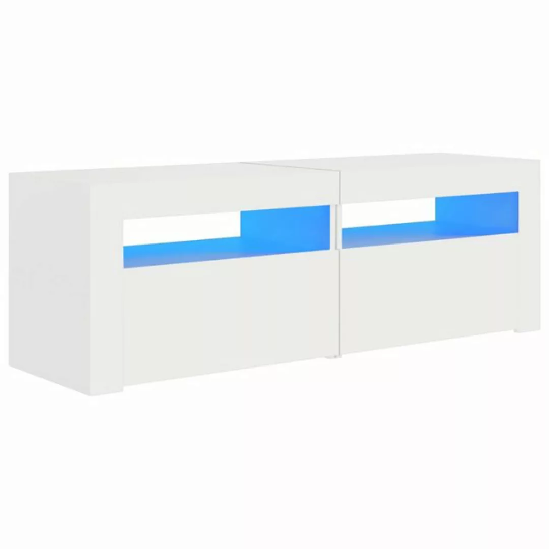 vidaXL TV-Schrank TV-Schrank mit LED Leuchten Weiß 120x35x40 cm Lowboard günstig online kaufen