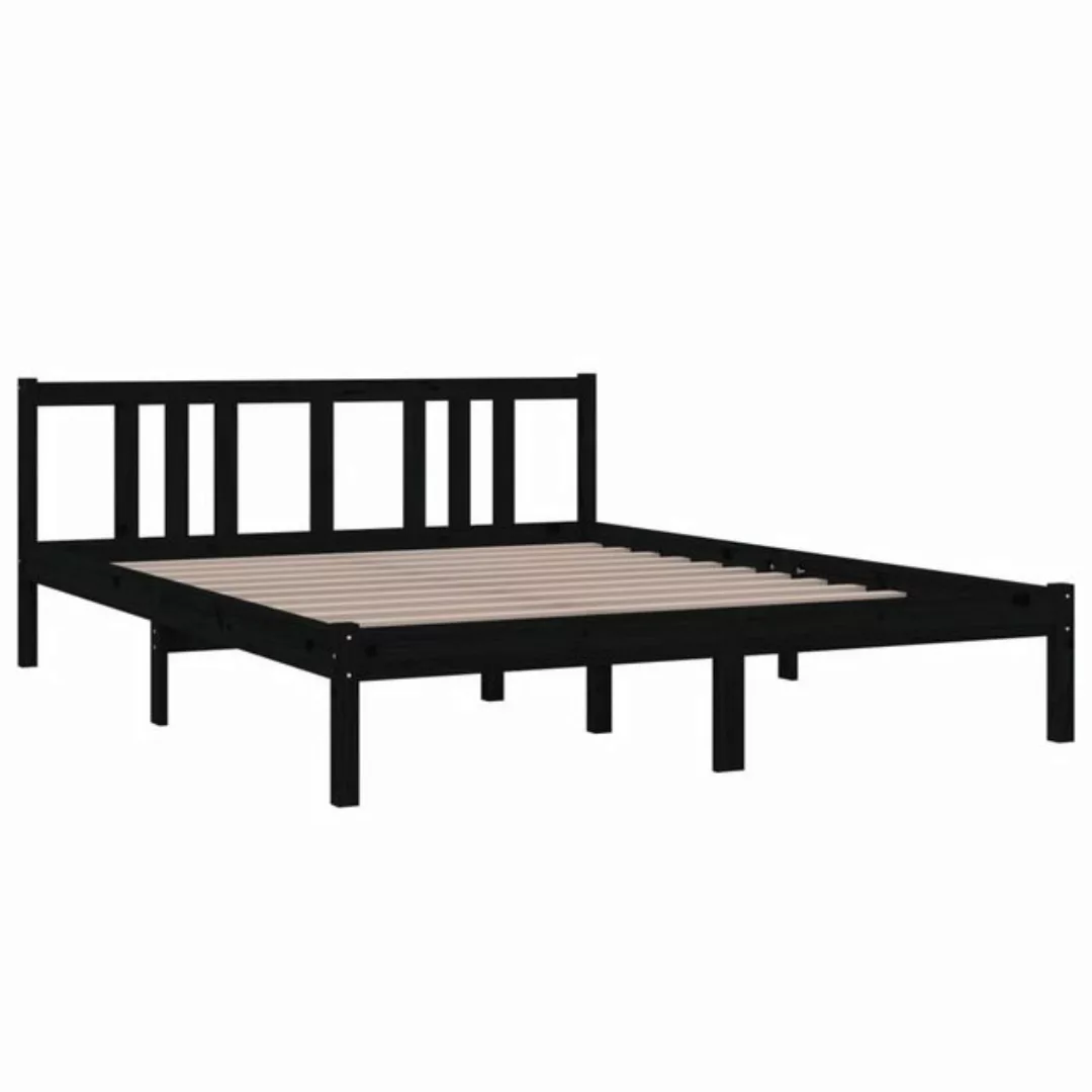 furnicato Bettgestell Massivholzbett Schwarz 150x200 cm (1-tlg) günstig online kaufen