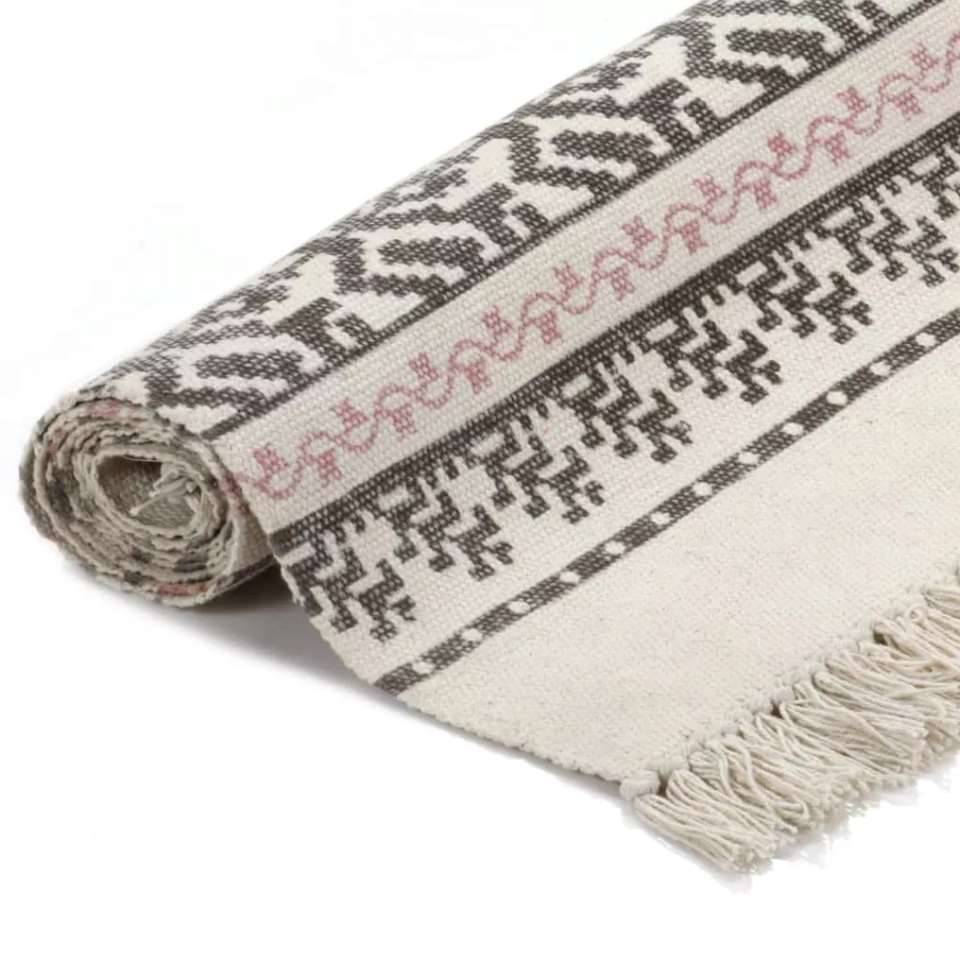 Kelim-teppich Baumwolle 160x230 Cm Mit Muster Grau/rosa günstig online kaufen