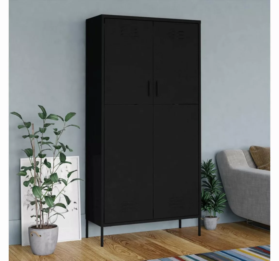 vidaXL Spind Kleiderschrank Spind Schwarz 90x50x180 cm Stahl günstig online kaufen