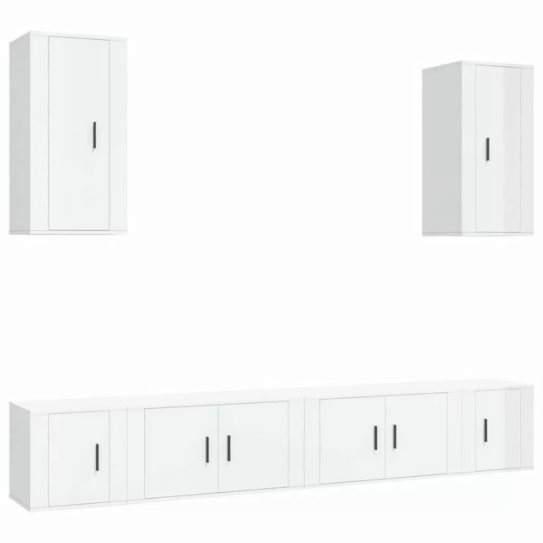 Vidaxl 6-tlg. Tv-schrank-set Hochglanz-weiß Holzwerkstoff günstig online kaufen