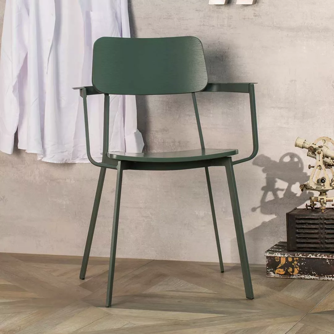 Design Stühle in Grün Schichtholz Metall (4er Set) günstig online kaufen