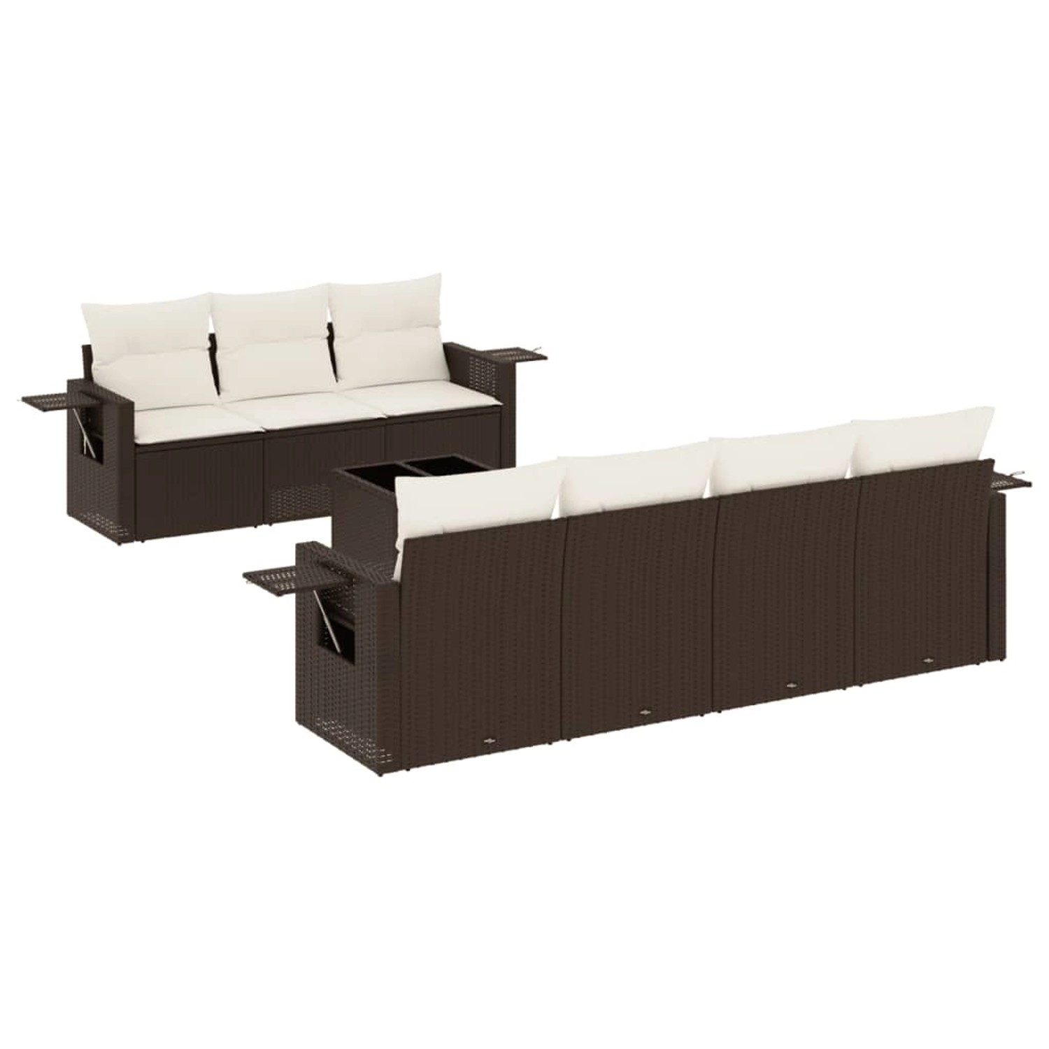vidaXL 8-Tlg Garten-Sofagarnitur mit Kissen Braun Poly Rattan 3219932 günstig online kaufen