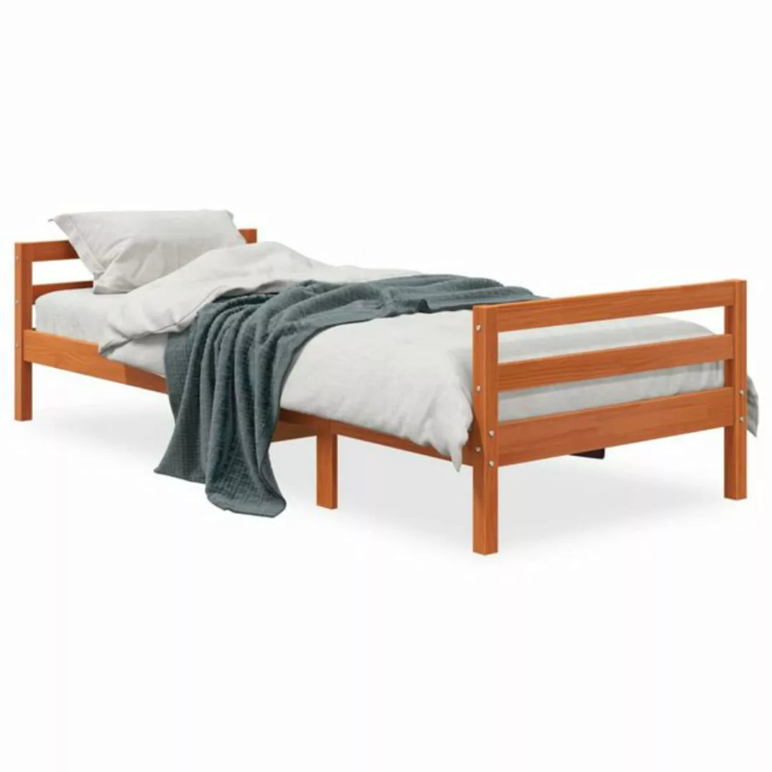 vidaXL Bettgestell Massivholzbett Wachsbraun 80x200 cm Kiefer Bett Bettgest günstig online kaufen