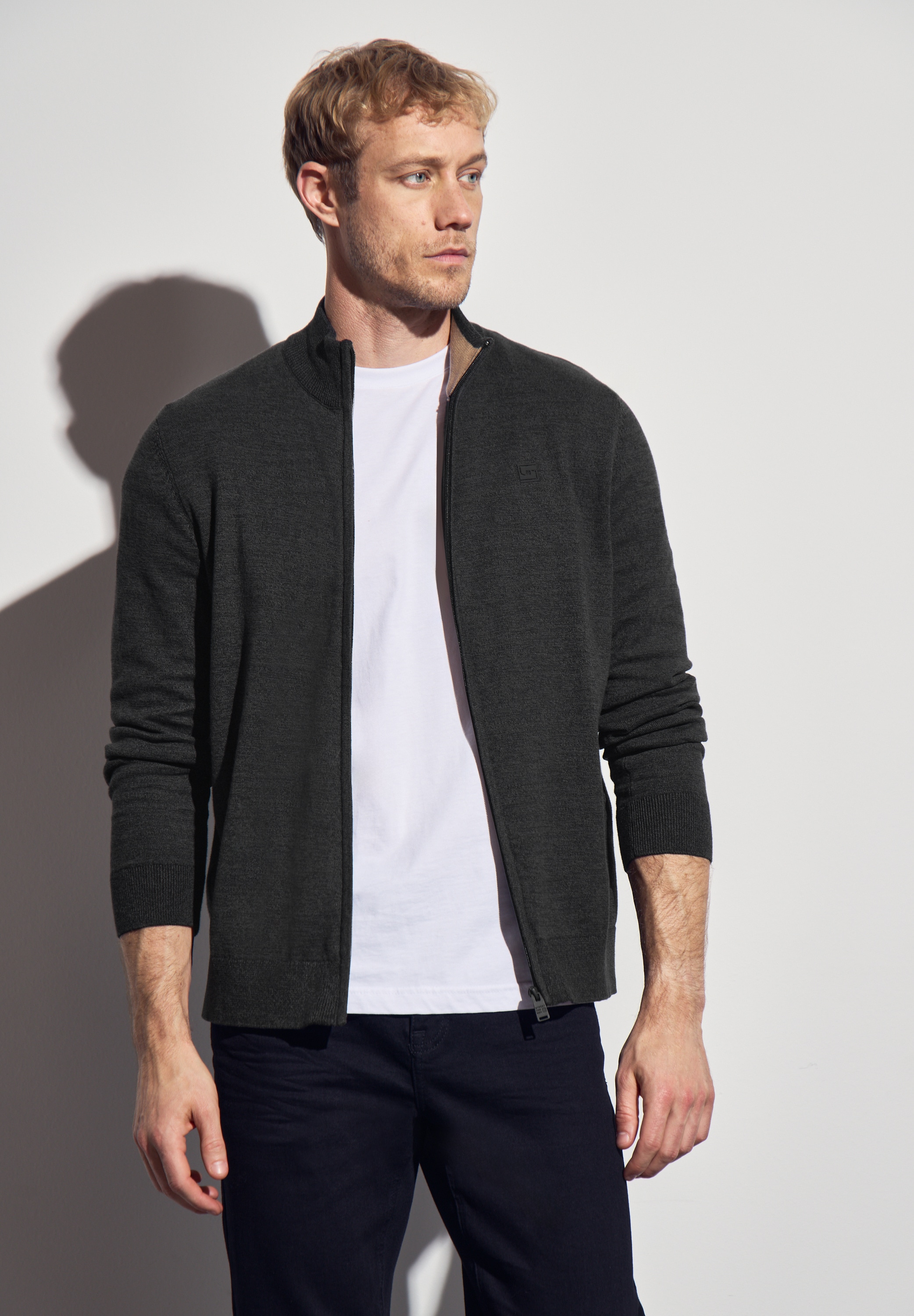 STREET ONE MEN Strickjacke, aus reiner Baumwolle günstig online kaufen