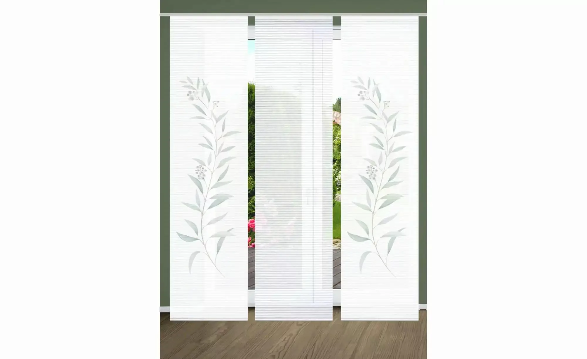 HOME in green Schiebegardine »CELSO«, (3 St.), SET DIGITALDRUCK,BAMBUSOPTIK günstig online kaufen