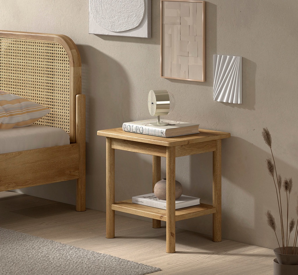 Home affaire Nachtkonsole "Olive, aus teilmassiver Eiche, natur lackiert", günstig online kaufen