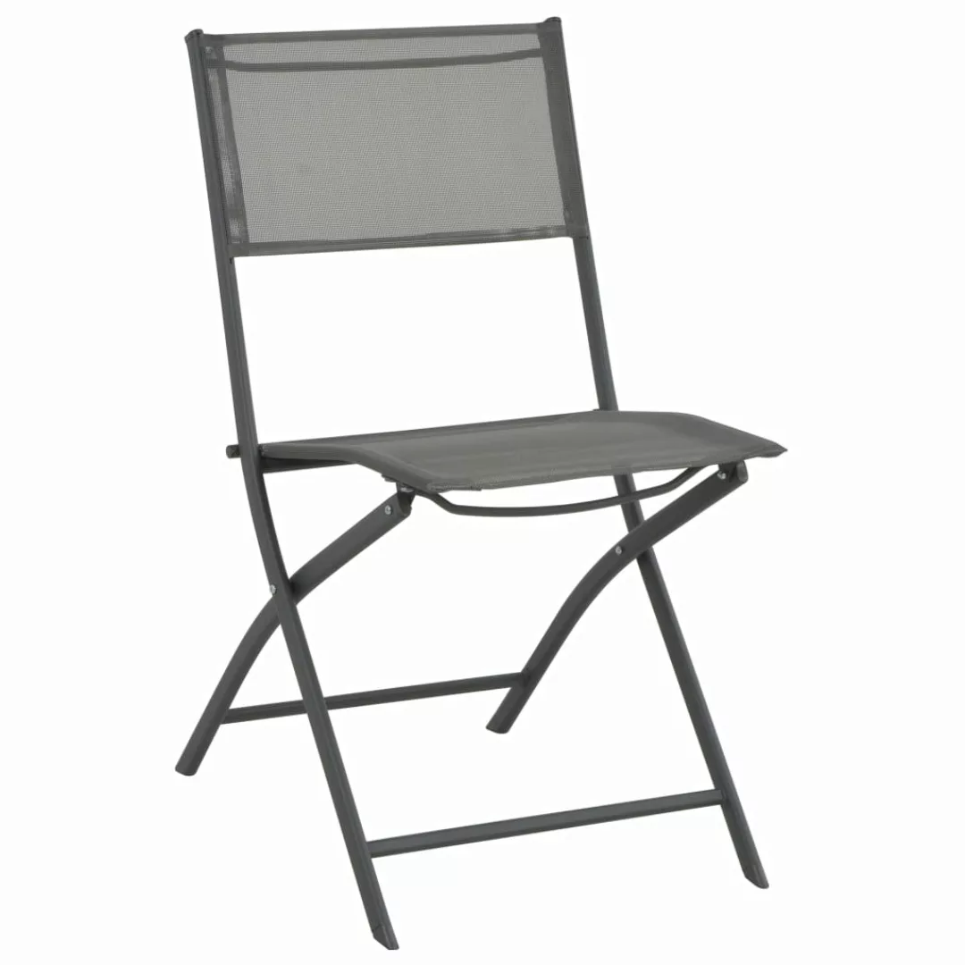 Klappbare Stühle Für Außenbereich 4 Stk. Grau Stahl Und Textilene günstig online kaufen