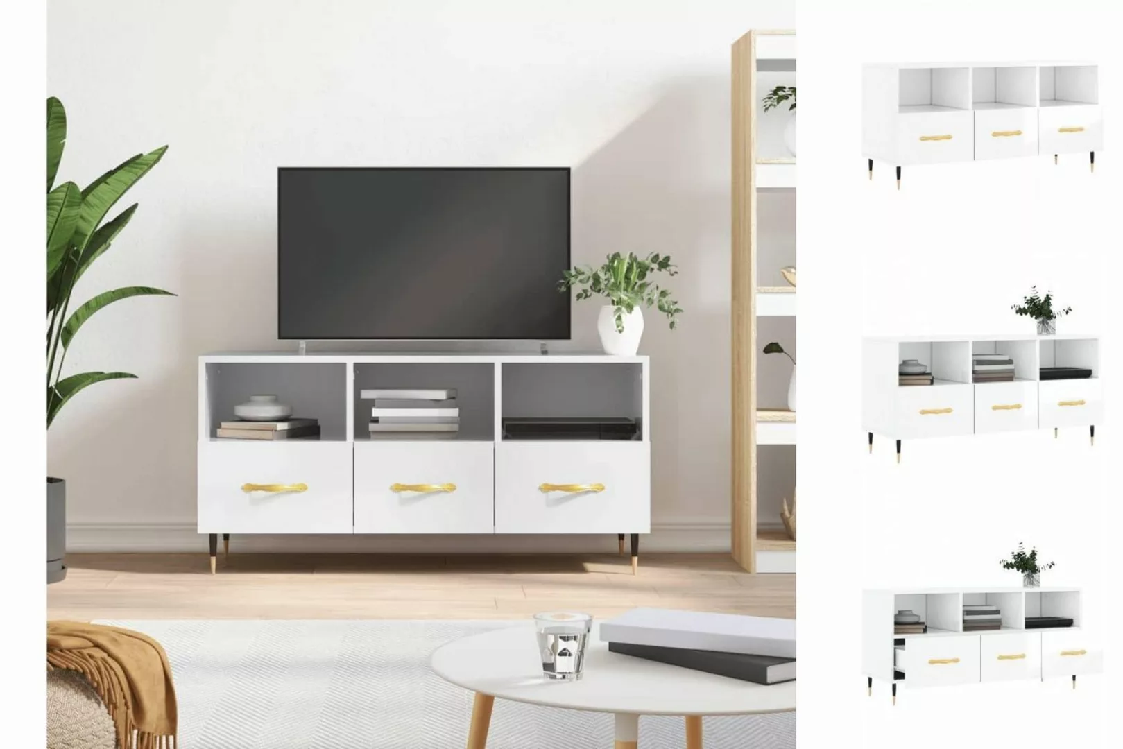 vidaXL TV-Schrank TV-Schrank Hochglanz-Weiß 102x36x50 cm Spanplatte günstig online kaufen