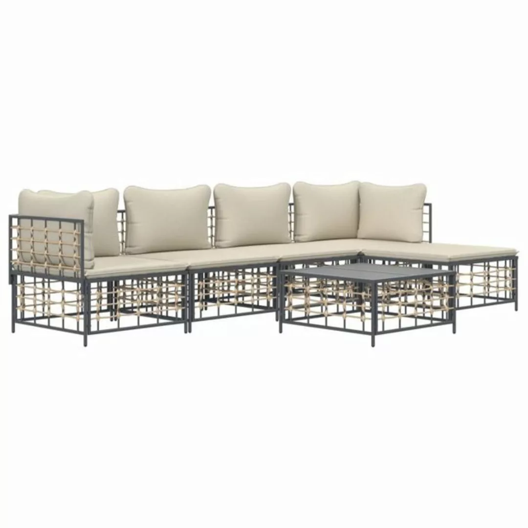 Vidaxl 6-tlg. Garten-lounge-set Mit Kissen Anthrazit Poly Rattan günstig online kaufen