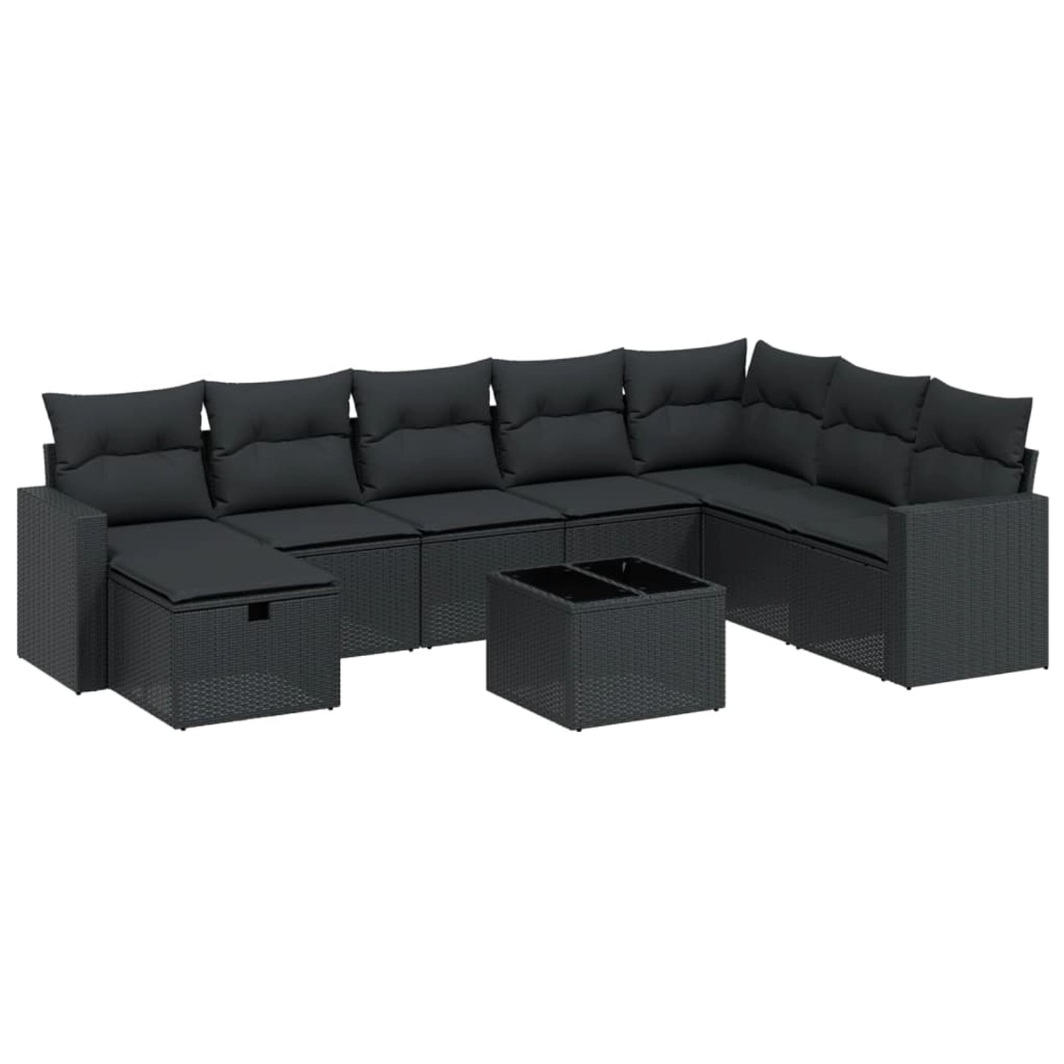 vidaXL 9-tlg Garten-Sofagarnitur mit Kissen Schwarz Poly Rattan Modell 118 günstig online kaufen