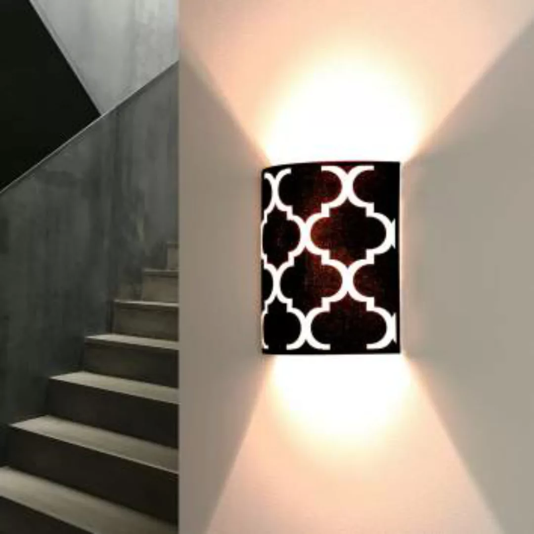 Wandlampe Schwarz Weiß Retro Muster Stoffschirm Up Down günstig online kaufen