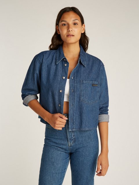 Calvin Klein Jeans Jeansbluse CROPPED DAD DENIM SHIRT in blauer Waschung günstig online kaufen