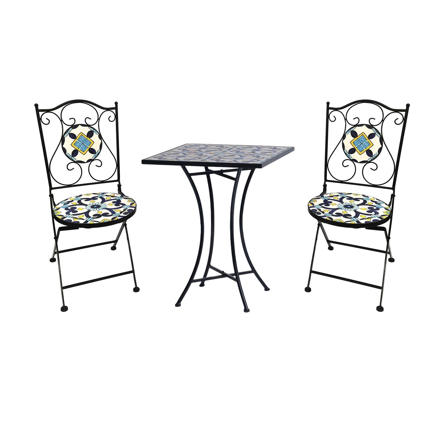 Mojawo Mosaik Sitzgarnitur Set 3teilig Sitzgruppe Gartenmöbel Tisch Stühle günstig online kaufen