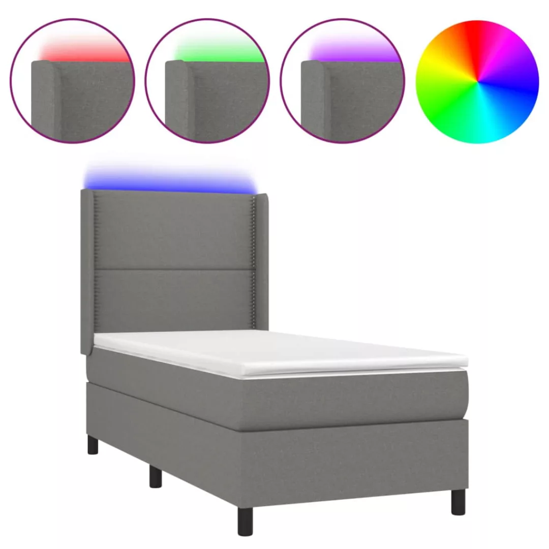 Vidaxl Boxspringbett Mit Matratze & Led Dunkelgrau 80x200 Cm Stoff günstig online kaufen