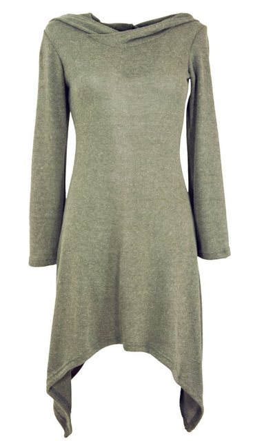 Guru-Shop Midikleid Pixikleid mit Kapuze, Feinstrick Elfen Pullover.. alter günstig online kaufen