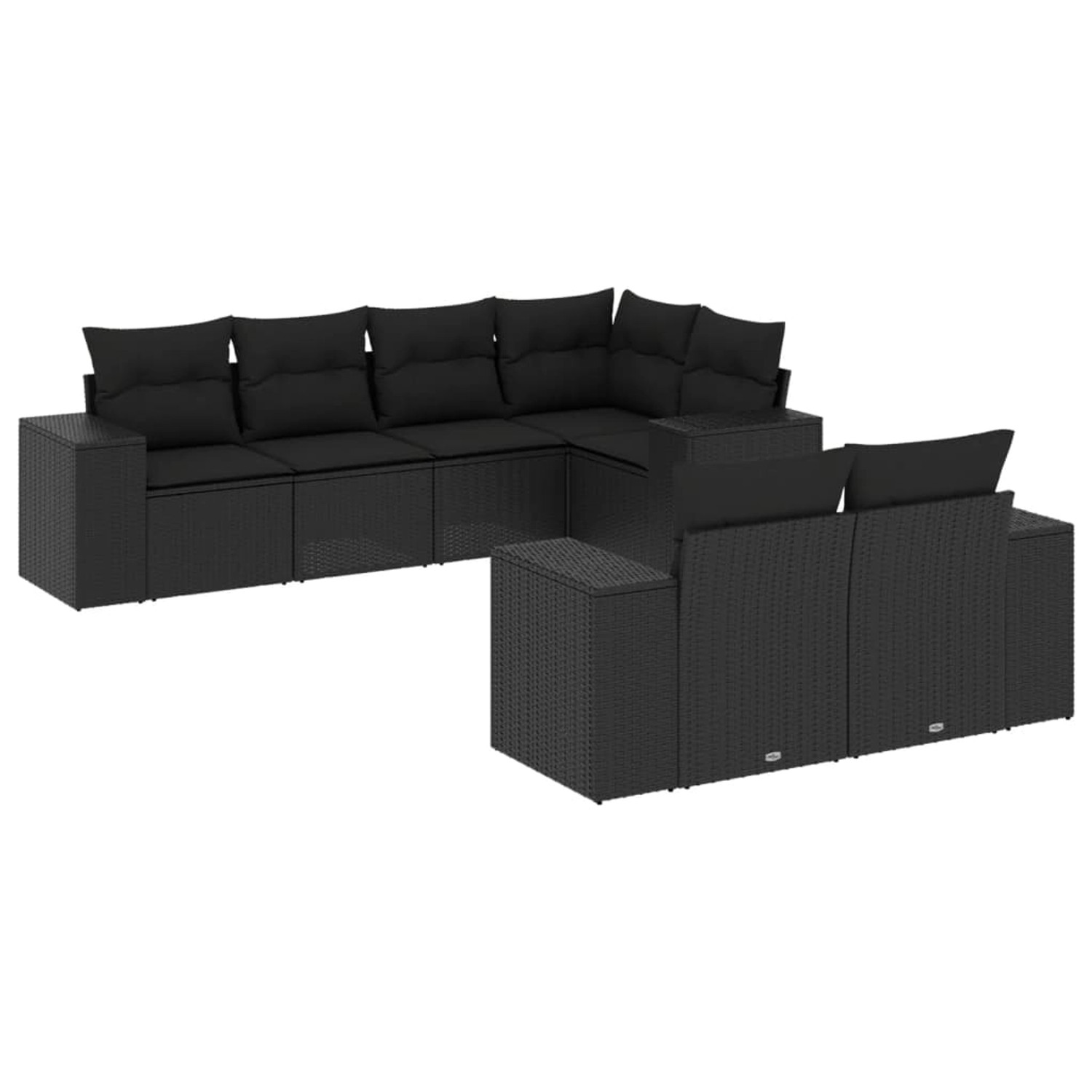 vidaXL 7-tlg Garten-Sofagarnitur mit Kissen Schwarz Poly Rattan Modell 215 günstig online kaufen