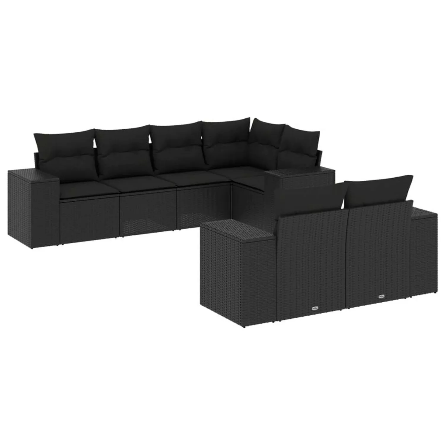 vidaXL 7-tlg Garten-Sofagarnitur mit Kissen Schwarz Poly Rattan Modell 215 günstig online kaufen