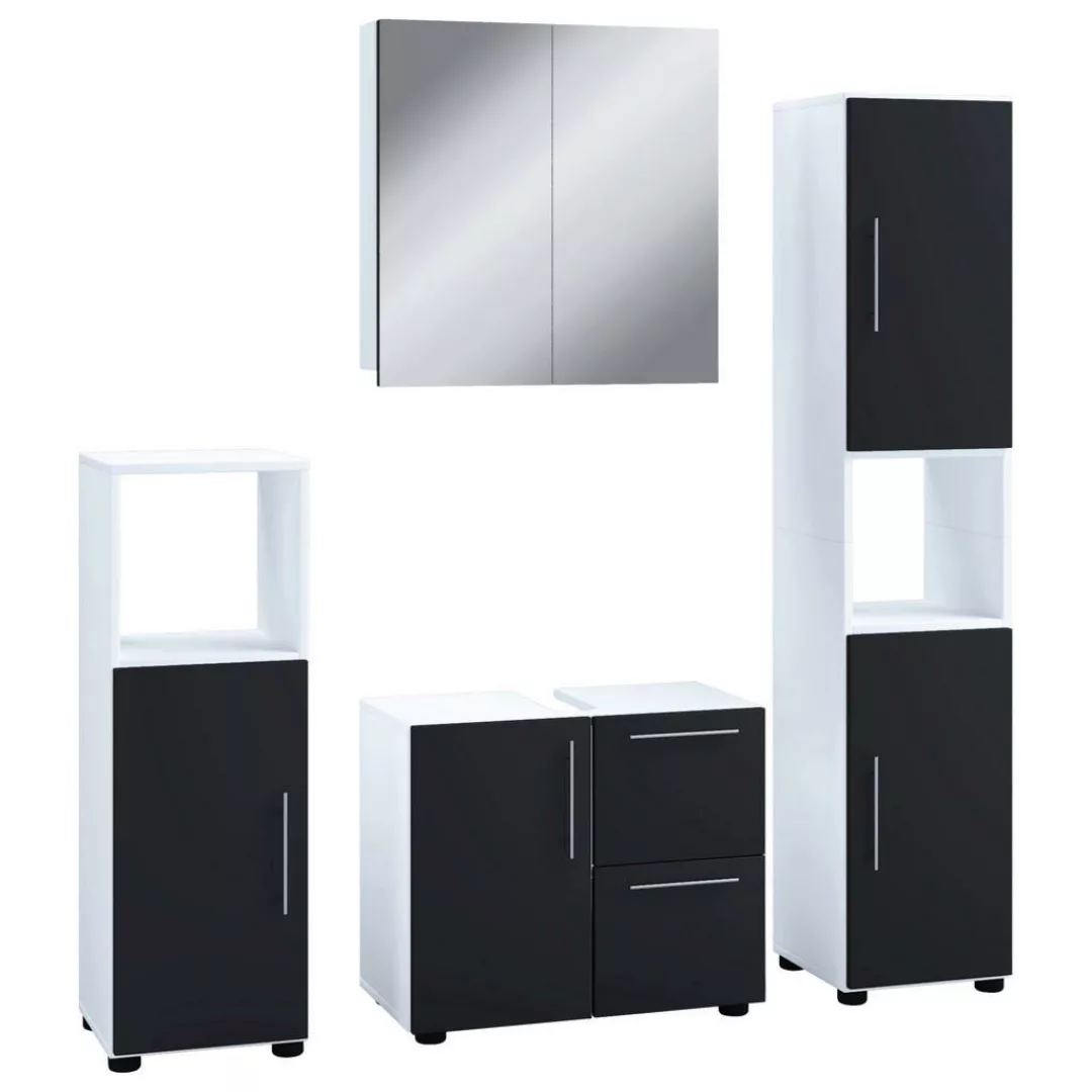 Badezimmer-Set Flandu weiß schwarz B/H/T: ca. 123x160x32 cm günstig online kaufen