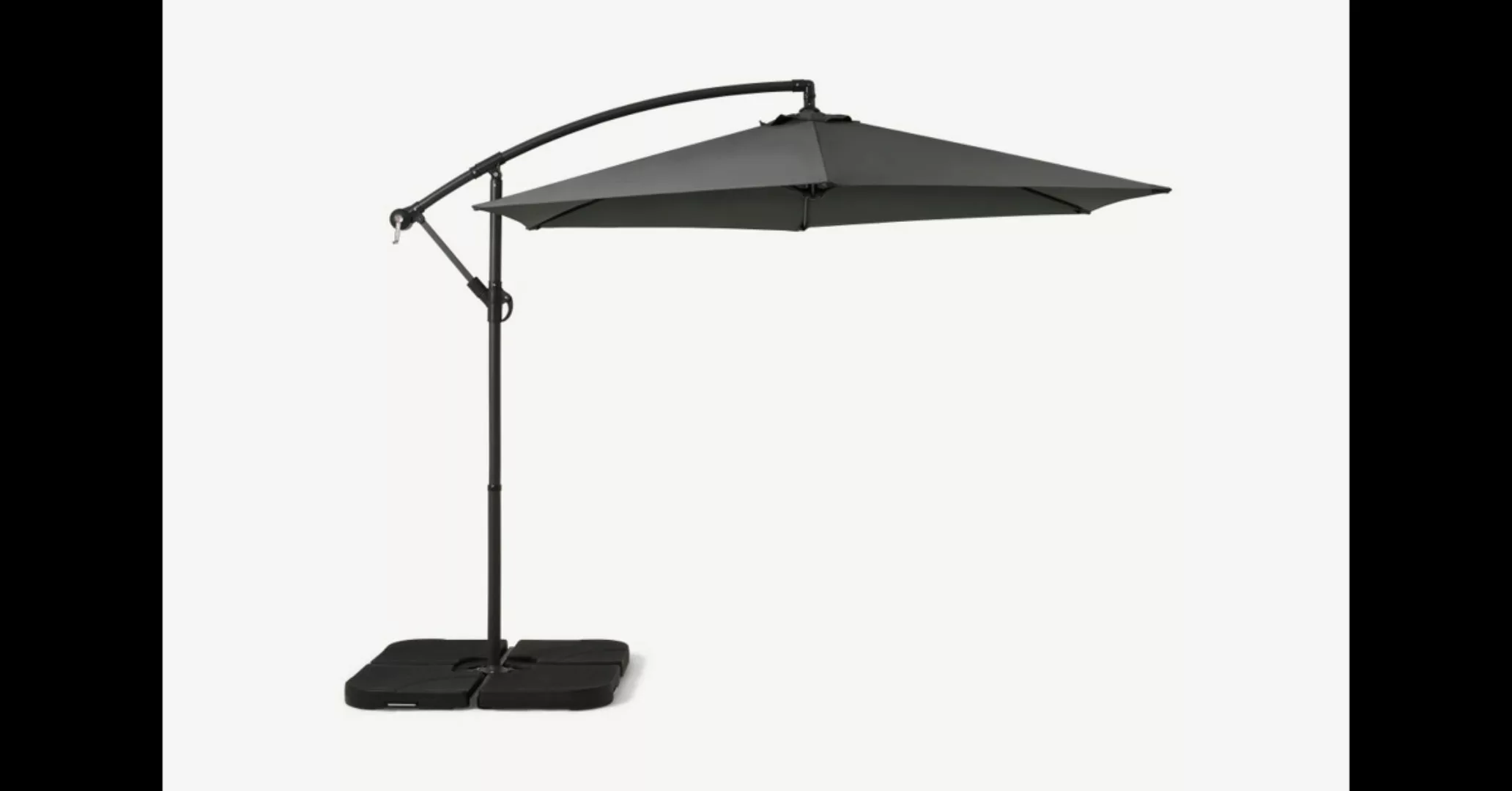 Freischwinger Sonnenschirm (3 m), Grau und Stahl in Grau - MADE.com günstig online kaufen
