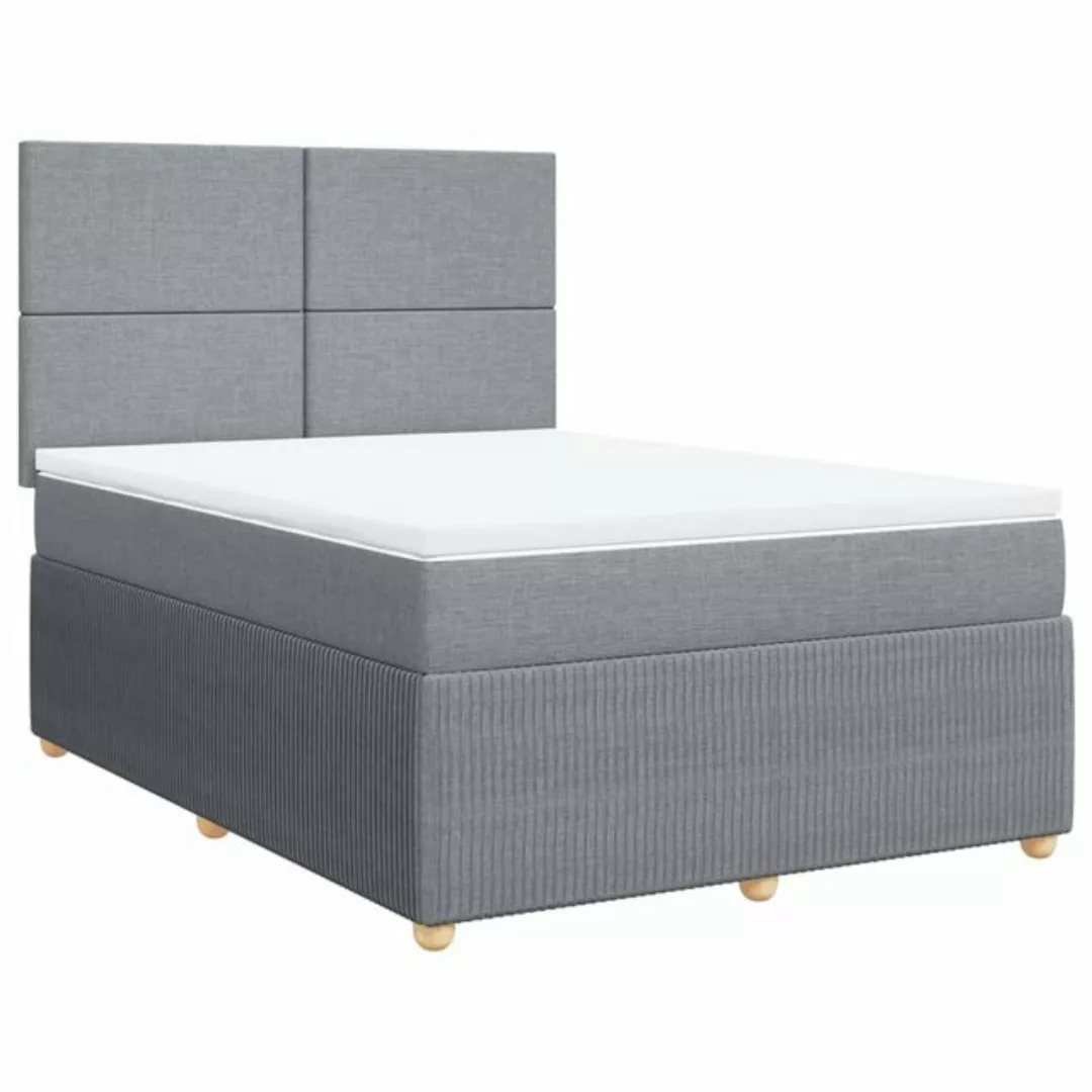 vidaXL Boxspringbett, Boxspringbett mit Matratze Hellgrau 160x200 cm Stoff günstig online kaufen