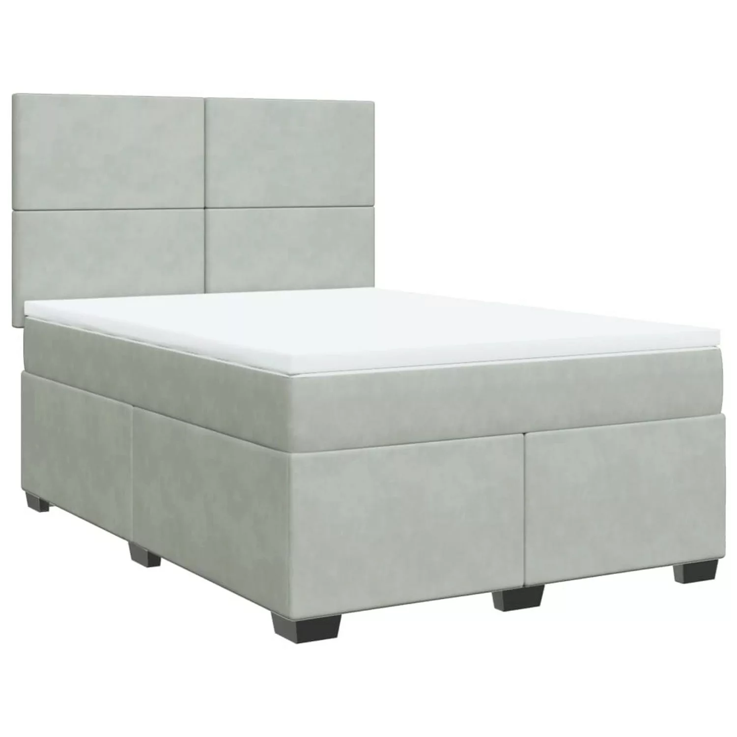 vidaXL Boxspringbett, Boxspringbett mit Matratze Hellgrau 140x190 cm Samt günstig online kaufen