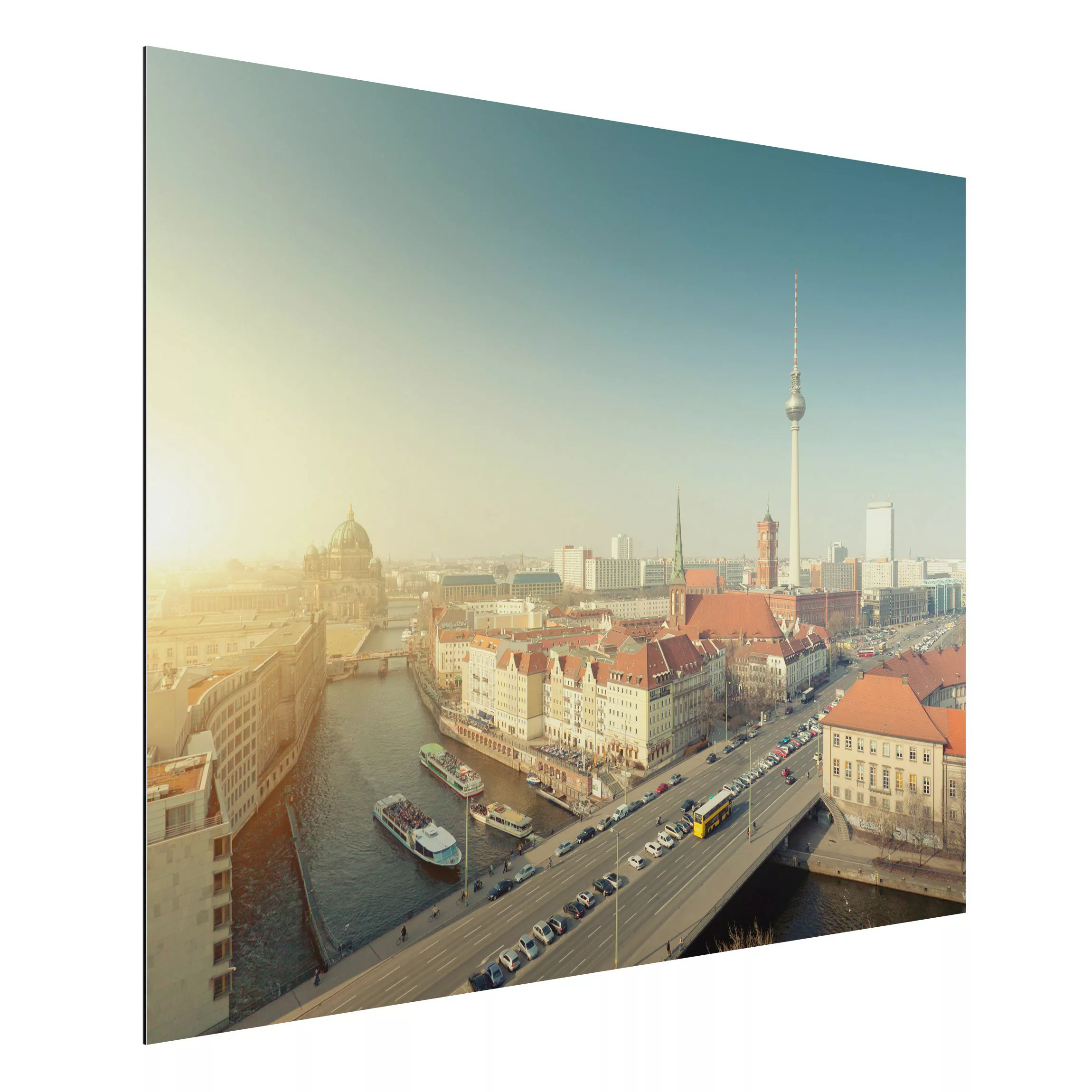 Alu-Dibond Bild Architekur & Skyline - Querformat 4:3 Berlin am Morgen günstig online kaufen