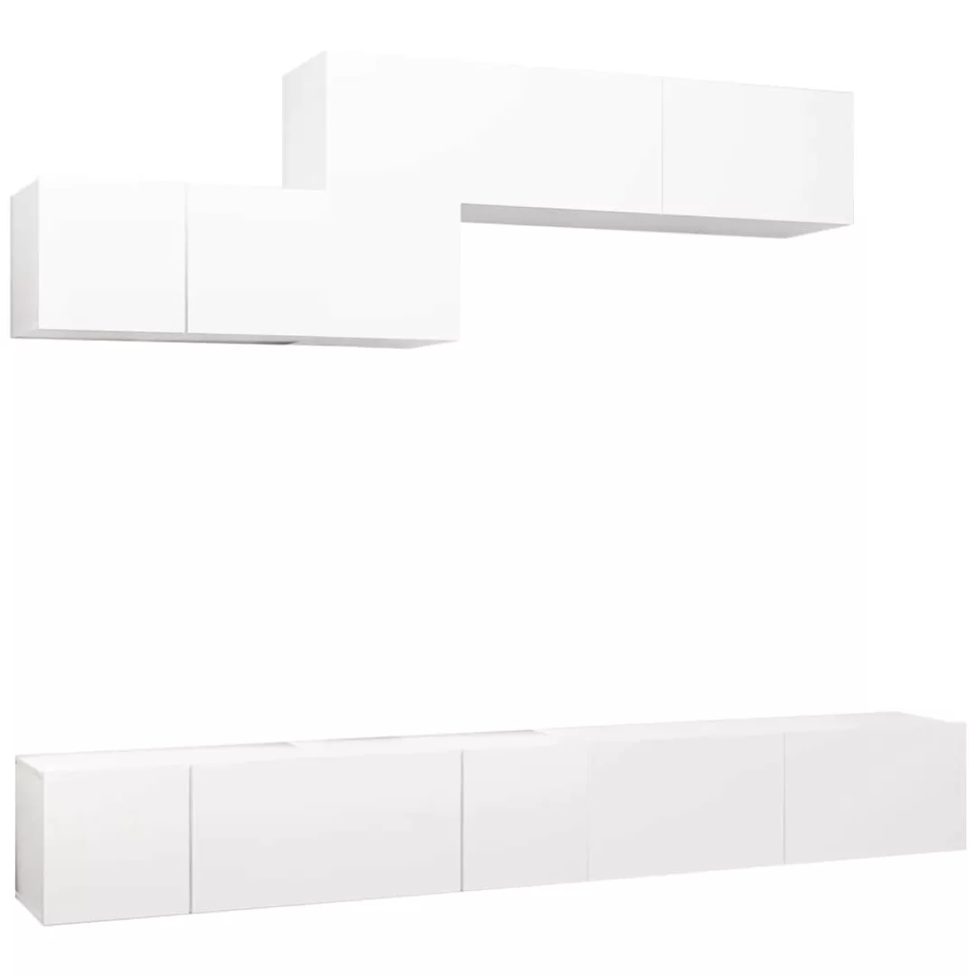 6-tlg. Tv-schrank-set Weiß Spanplatte günstig online kaufen