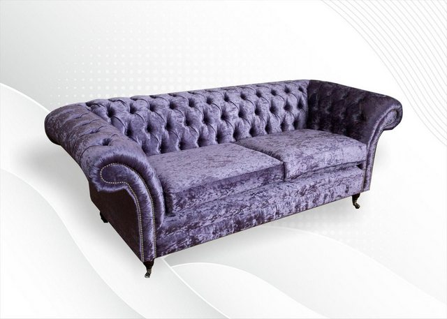 Xlmoebel Sofa Neu Lila Samt Sofa mit Polstern für 3 Personen, Sitzfläche un günstig online kaufen