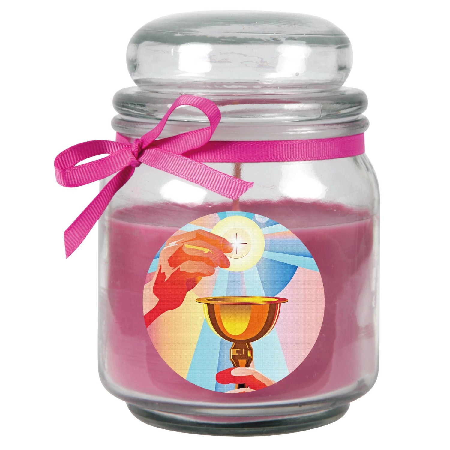 HS Candle Duftkerze & Bonbon Glas Kommunion Lila Lavendel günstig online kaufen