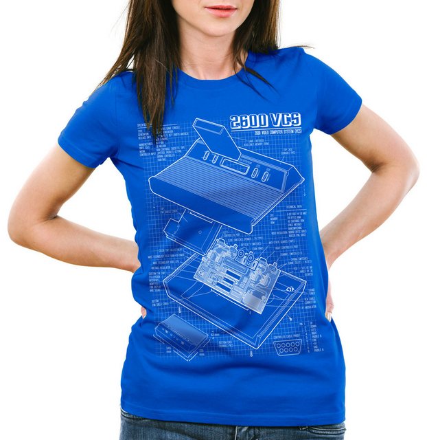 style3 T-Shirt VCS 2600 Heimcomputer Blaupause classic atari gamer80er retr günstig online kaufen