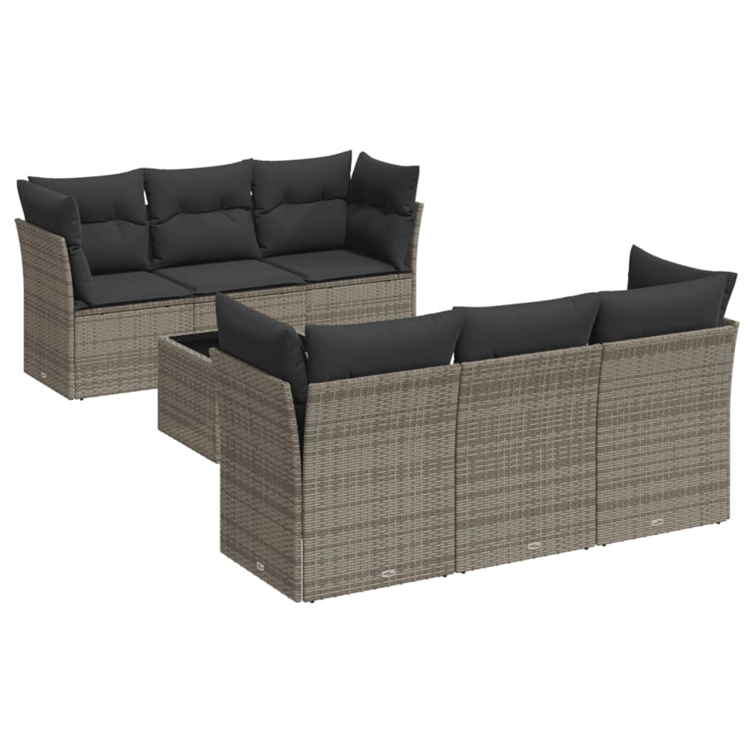 vidaXL 7-tlg Garten-Sofagarnitur mit Kissen Grau Poly Rattan Modell 63 günstig online kaufen