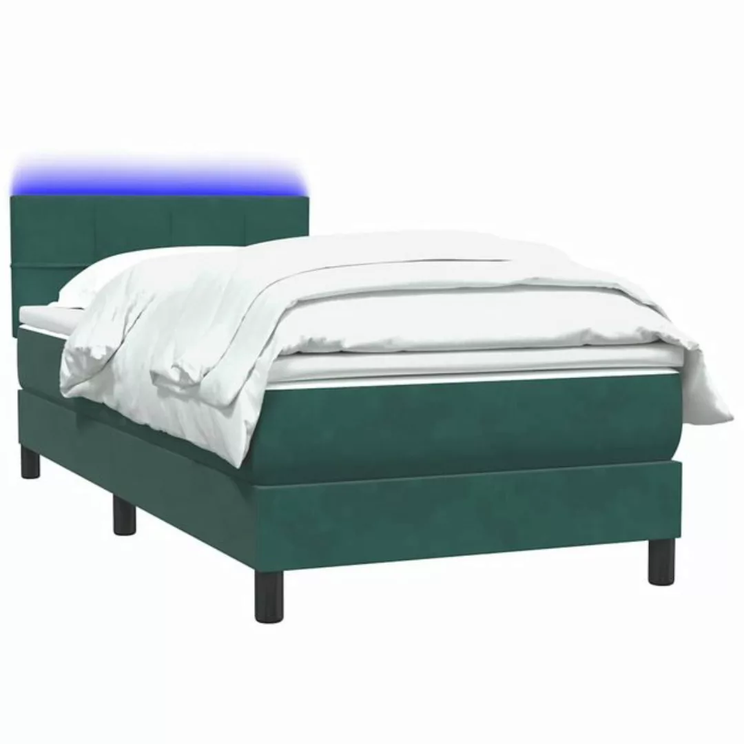 vidaXL Boxspringbett, Boxspringbett mit Matratze Dunkelgrün 100x220 cm Samt günstig online kaufen