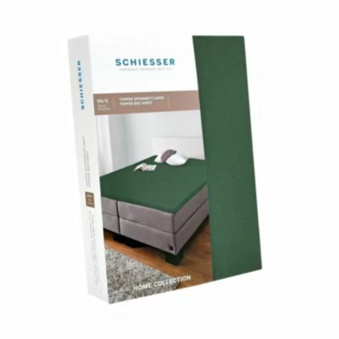 SCHIESSER Topper-Spannbettlaken 95% Baumwolle 5% Elasthan dunkelgrün Gr. 18 günstig online kaufen